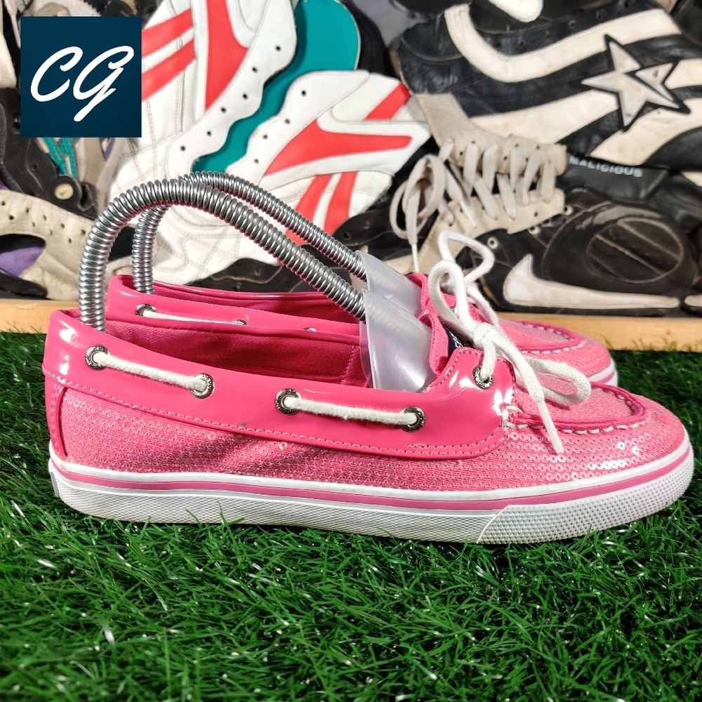 Sperry Biscayne Sparkly Pink Boat Shoes